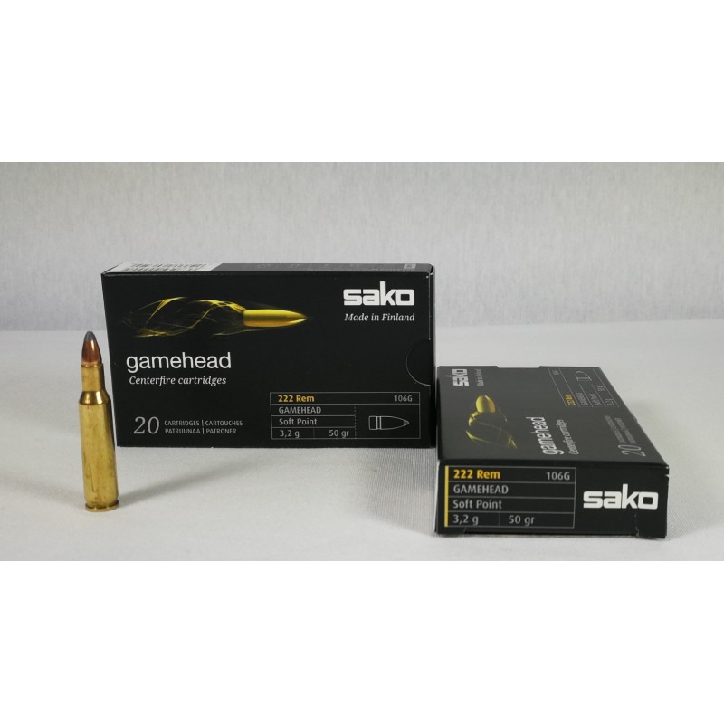 MUNICION SAKO CALIBRE 222 REM 50 GR. GAMEHEAD CAJA DE 20 UNIDADES
