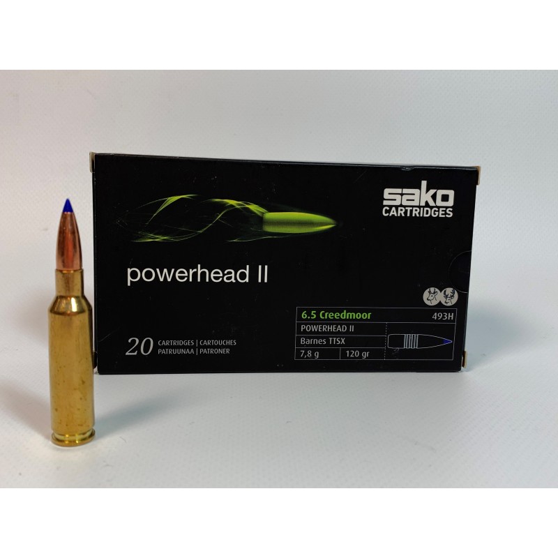 MUNICION SAKO CAL. 6,5 CREEDMOOR POWERHEAD II BARNES TTSX 120 GR  , 20 UNIDADES