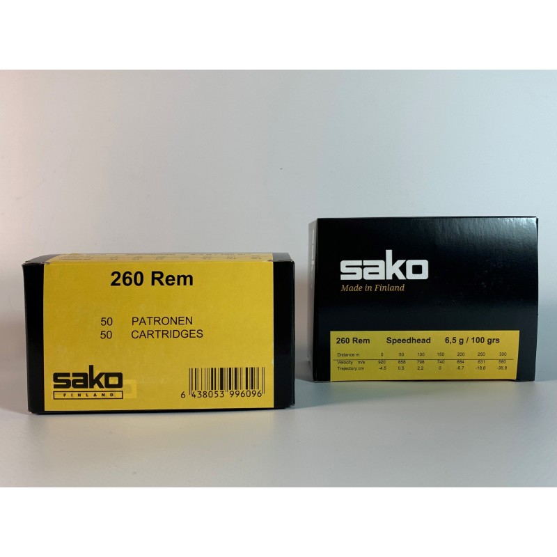MUNICION SAKO CALIBRE 260 REMINGTON  SPEEDHEAD  6,5 g / 100 grs caja de 50 unidades
