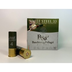CARTUCHO B&P VALLE STEEL MAGNUM 33 EXTRA VELOCITY CAL. 12-76 33 GR.