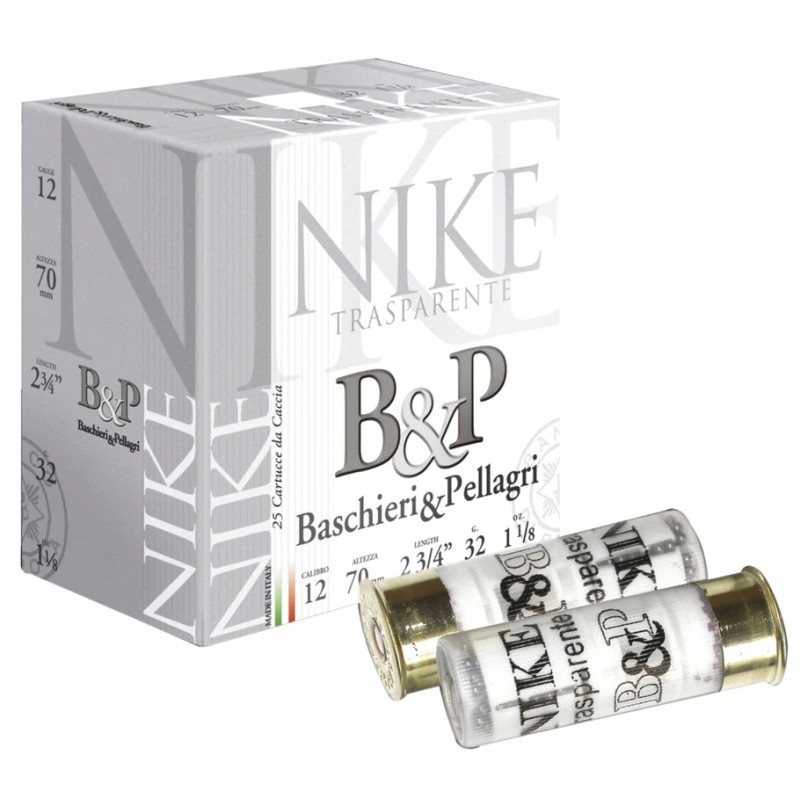 CARTUCHOS B&P NIKE TRANSPARENTE CALIBRE 12 32 GR.  PERDIGON 10