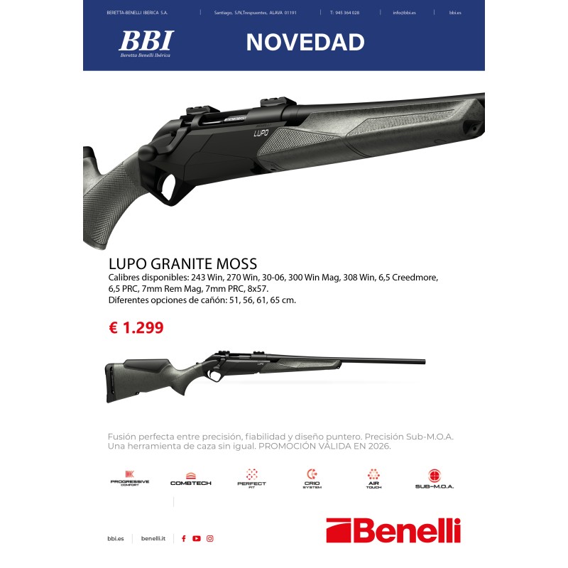 RIFLE BENELLI LUPO GRANITE MOSS CAL. 308 WIN 56 CM